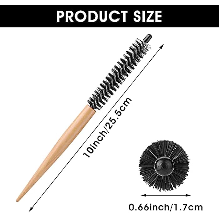 Molain 2 Pcs Mini Round Hair Brush Small Round Comb Salon Roller Comb Hair Styling Accessories for Thin Hair, Short Hair, Bangs, Beard, Lifting, Curling, Light Brown - Image 3